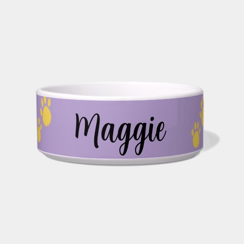 Personalized Pet Name, Paw Print Bowl