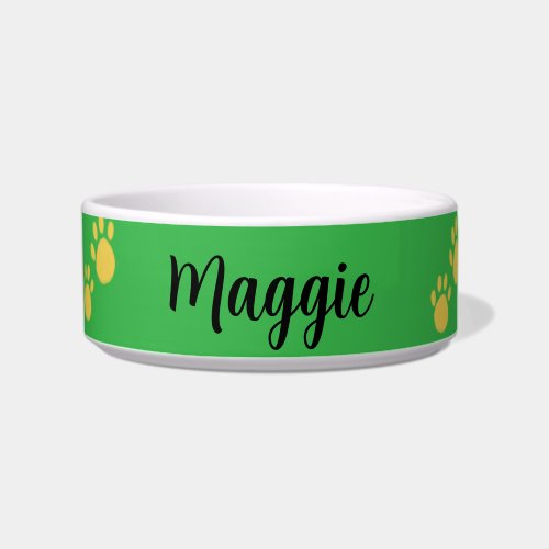 Personalized Pet Name, Paw Print Bowl