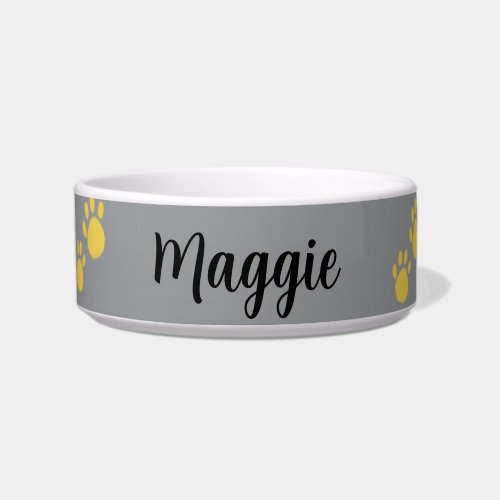 Personalized Pet Name, Paw Print Bowl