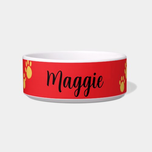 Personalized Pet Name, Paw Print Bowl