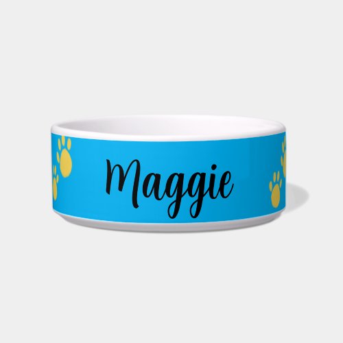 Personalized Pet Name, Paw Print Bowl