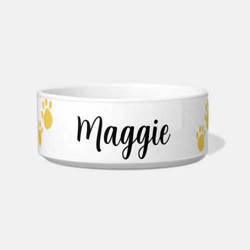 Personalized Pet Name, Paw Print Bowl