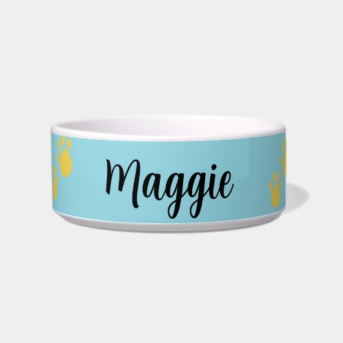 Personalized Pet Name, Paw Print Bowl