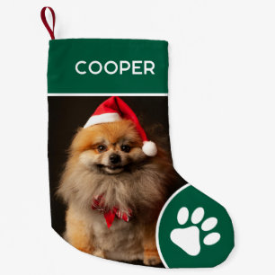 Personalized Pet Name & Photo Green Small Christmas Stocking