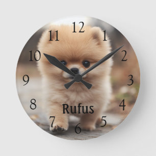 Personalized Pet Name Photo Large Black Numbers Round Clock