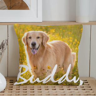 Personalized Pet Name Two Photos Throw Pillow