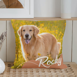 Personalized Pet Name Two Photos Throw Pillow