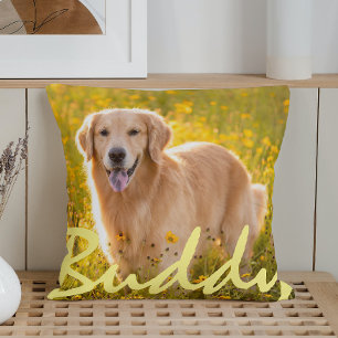 Personalized Pet Name Two Photos Throw Pillow