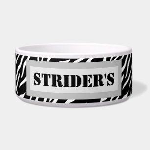 Personalized Pet Name Zebra Print Bowl