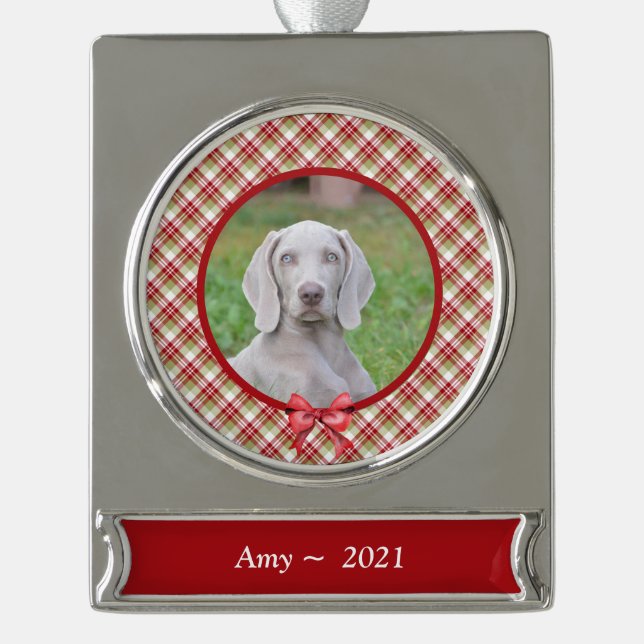 Personalized Pet Ornament - Christmas Plaid (Front)