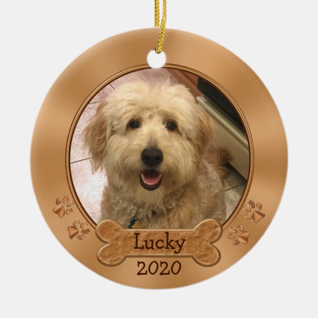 Personalized Pet Ornaments YOUR 2 PHOTOS, 2 TEXT (Front)