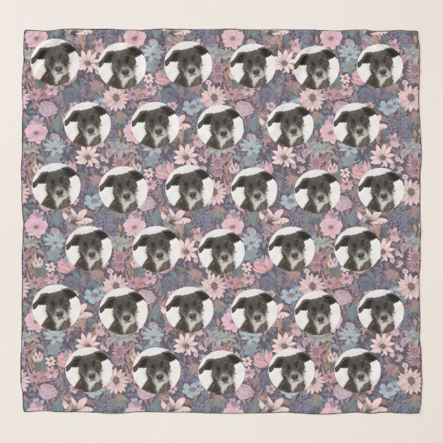 Personalized Pet Pastel Flowers Pattern Scarf (Front)
