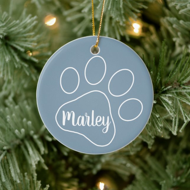 Personalized Pet Paw Print Ceramic Ornament (Tree)