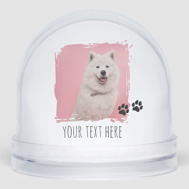 Personalized Pet Paws Photo Cup Custom Picture Snow Globe (Front)