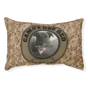 Personalized Pet Photo and Name Camo Print Pet Bed