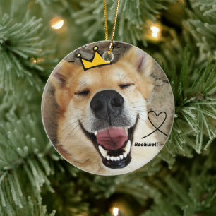 Personalized Pet Photo And Name Dog Ceramic Ornament