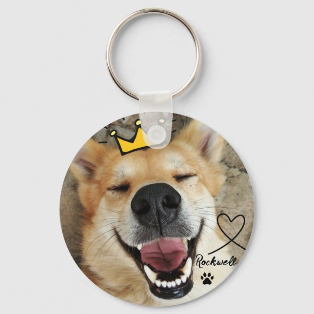 Personalized Pet Photo And Name Dog  Keychain (Front)