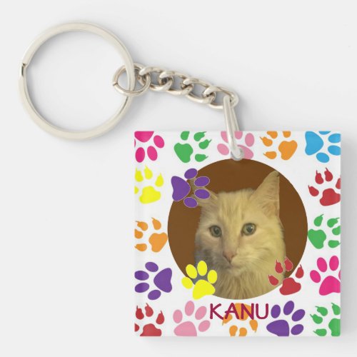 Personalized Pet Photo and Name double_sided Keychain