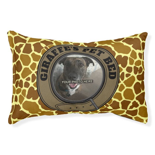 Personalized Pet Photo and Name Giraffe Pet Bed (Front)