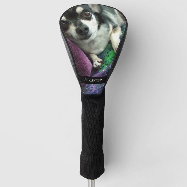Personalized pet photo and name golf head cover (Front)
