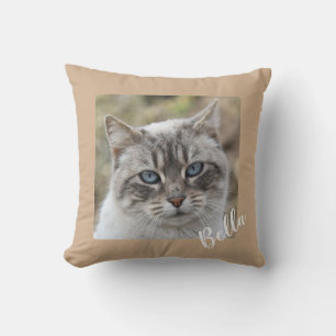 Personalized Pet Photo and Name Script Throw Pillow
