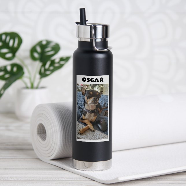 Personalized Pet Photo and Name      Water Bottle (Yoga)