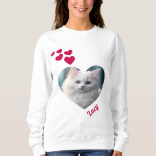 Personalized Pet Photo And Name With Heart Shapes Sweatshirt