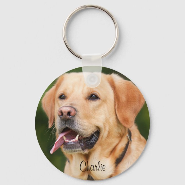 Personalized Pet Photo and Text Dog Lover Keychain (Front)