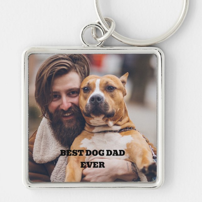 Personalized pet photo best dog dad ever keychain (Front)