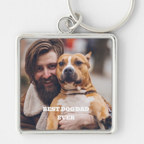 Personalized pet photo best dog dad ever keychain