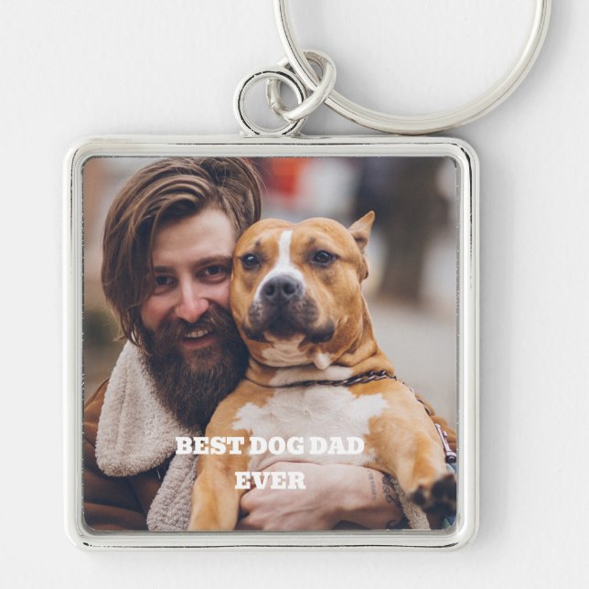 Personalized pet photo best dog dad ever keychain (Front)