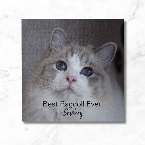 Personalized Pet Photo Best Ragdoll Cat Ever Jigsa Jigsaw Puzzle