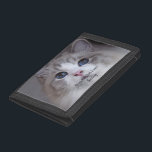 Personalized Pet Photo Best Ragdoll Cat Ever Trifold Wallet<br><div class="desc">This design features a beautiful blue-eyed Ragdoll cat photo and black typography. You can replace the photo with an image of your own cat or kitten. The sample text - Best Ragdoll Ever - can be edited to words of your own choice and a Name can also be provided. The...</div>