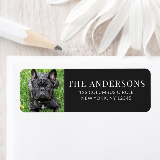Personalized Pet Photo Black Return Address Label (Insitu)
