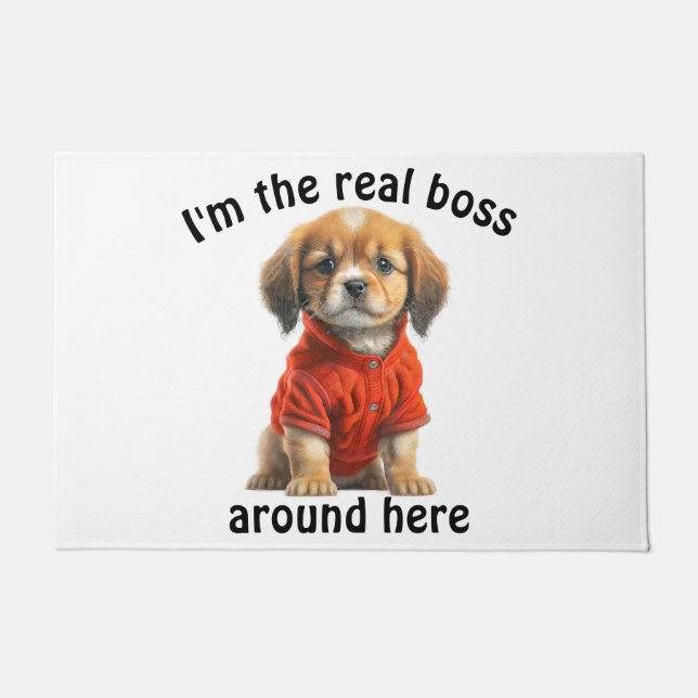 Personalized Pet Photo Boss Dog Doormat (Front)