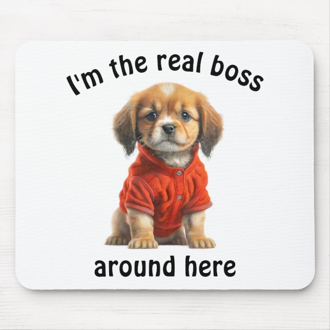Personalized Pet Photo Boss Dog Mouse Pad (Front)