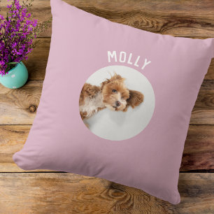 Personalized Pet Photo Bright Pink Pillow