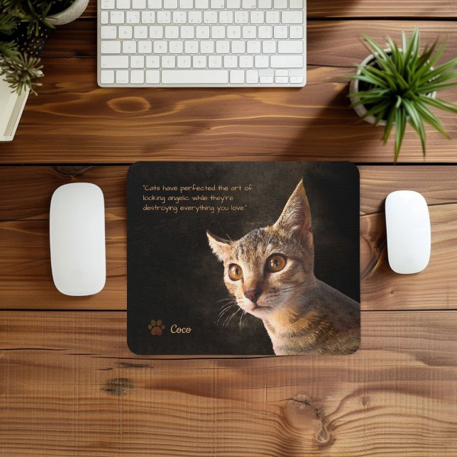 Personalized Pet Photo Cat Dog Custom Template Mouse Pad (Custom pet cat dog photos template with name and quote template)