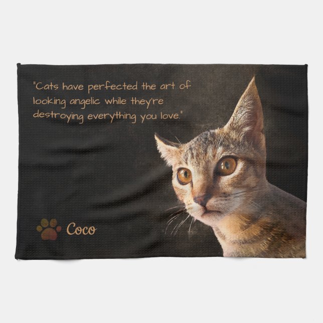 Personalized Pet Photo Cat Dog Lover Template Kitchen Towel (Horizontal)