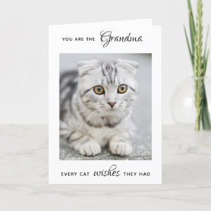 Personalized Pet Photo Cat Grandma Mother's Day H Holiday Card