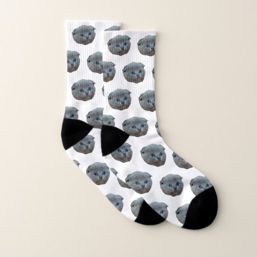 Personalized Pet Photo Cat Kitten White Socks