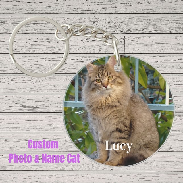 Personalized Pet Photo Cat Lover And Name Keychain (Creator Uploaded)