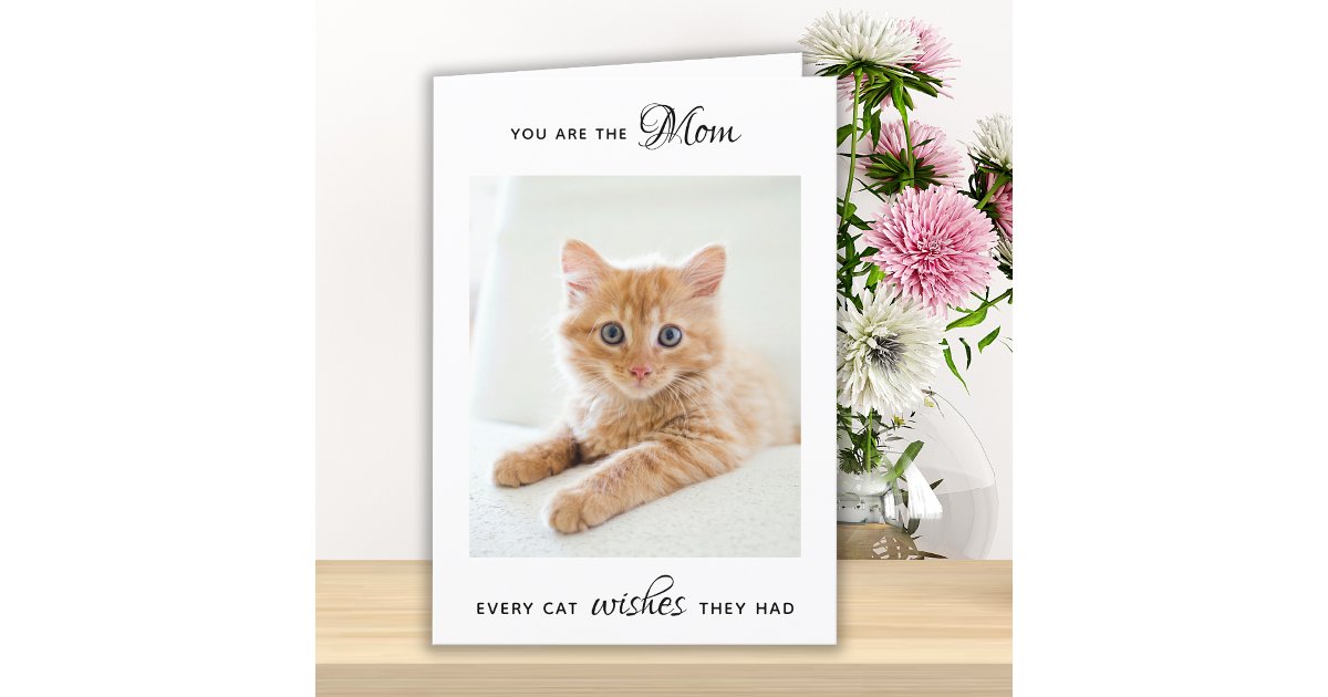 Personalized Pet Photo Cat Mom Mother's Day Holiday Card | Zazzle