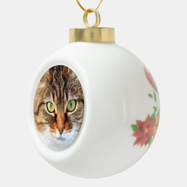 Personalized Pet  Photo Ceramic Ball Christmas Ornament (Right)