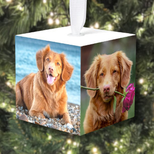 Personalized Pet Photo Christmas Cube Ornament