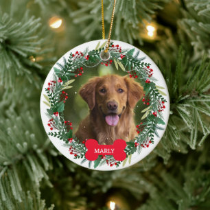 Personalized Pet Photo Christmas Dog Owner Gift Ceramic Ornament