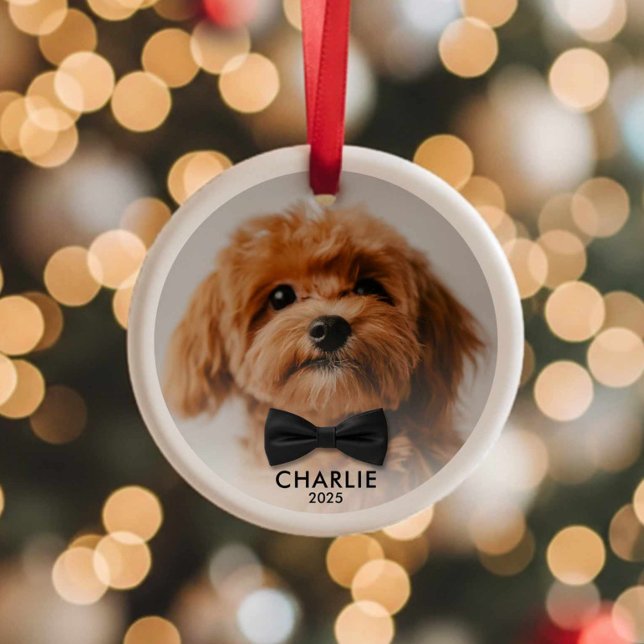 Personalized Pet Photo Christmas Ornament Keepsake (Modern Minimalist Pet Photo Christmas Ornament)