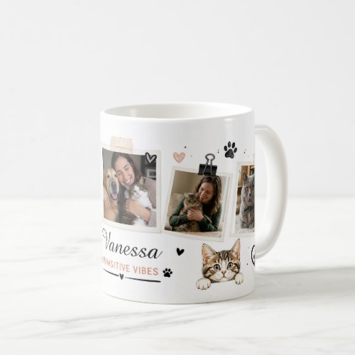Personalized Pet Photo Collage Custom Name Coffee Mug