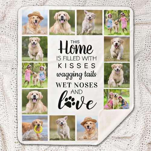 Personalized Pet Photo Collage Dog Lover Sherpa Blanket