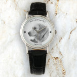 Personalized Pet Photo Custom Caption Dog Paw Watch<br><div class="desc">Your Custom Name and caption in minimal modern typography surrounding a favorite photo of your beloved pet. Whether it is a cat or dog,  this watch will be a perfect memory keepsake for years to come.</div>